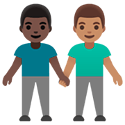 Emoji 👨🏿‍🤝‍👨🏽 Due Uomini Che Si Tengono Per Mano: Carnagione Scura E Carnagione Olivastra su Google 15.0.