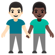 Émoji 👨🏻‍🤝‍👨🏿 Deux Hommes Se Tenant La Main : Peau Claire Et Peau Foncée sur Google 15.0.