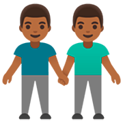 Émoji 👬🏾 Deux Hommes Se Tenant La Main : Peau Mate sur Google 15.0.