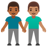 Émoji 👨🏾‍🤝‍👨🏽 Deux Hommes Se Tenant La Main : Peau Mate Et Peau Légèrement Mate sur Google 15.0.