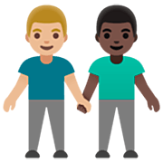 Emoji 👨🏼‍🤝‍👨🏿 Due Uomini Che Si Tengono Per Mano: Carnagione Abbastanza Chiara E Carnagione Scura su Google 15.0.