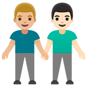 Emoji 👨🏼‍🤝‍👨🏻 Due Uomini Che Si Tengono Per Mano: Carnagione Abbastanza Chiara E Carnagione Chiara su Google 15.0.