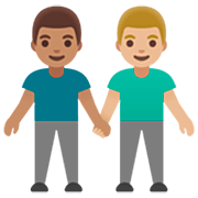 Emoji 👨🏽‍🤝‍👨🏼 Due Uomini Che Si Tengono Per Mano: Carnagione Olivastra E Carnagione Abbastanza Chiara su Google 15.0.