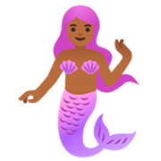 🧜🏾‍♀️ Emoji Sirena: Tono De Piel Oscuro Medio en Google 15.0.
