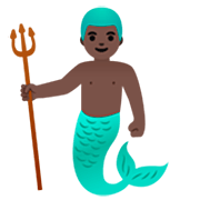 🧜🏿‍♂️ Emoji Sirena Hombre: Tono De Piel Oscuro en Google 15.0.