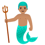 🧜🏽‍♂️ Emoji Sirena Hombre: Tono De Piel Medio en Google 15.0.