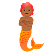 🧜🏾 Emoji Wassermensch: mitteldunkle Hautfarbe Google 15.0.