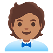 Emoji 🧑🏽‍💼 Persona Che Fa Un Lavoro D’ufficio: Carnagione Olivastra su Google 15.0.