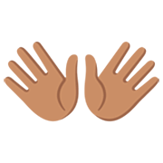 👐🏽 Emoji Mãos Abertas: Pele Morena na Google 15.0.