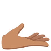 Emoji 🫴🏽 Palmo İn Su: Carnagione Olivastra su Google 15.0.