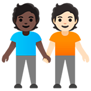 🧑🏿‍🤝‍🧑🏻 Emoji sich an den Händen haltende Personen: dunkle Hautfarbe, helle Hautfarbe Google 15.0.