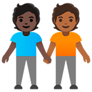 🧑🏿‍🤝‍🧑🏾 Emoji sich an den Händen haltende Personen: dunkle Hautfarbe, mitteldunkle Hautfarbe Google 15.0.