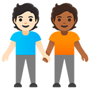 🧑🏻‍🤝‍🧑🏾 Emoji sich an den Händen haltende Personen: helle Hautfarbe, mitteldunkle Hautfarbe Google 15.0.