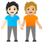 🧑🏻‍🤝‍🧑🏼 Emoji Dos Personas Dándose La Mano: Tono De Piel Claro, Tono De Piel Claro Medio en Google 15.0.