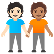 🧑🏻‍🤝‍🧑🏽 Emoji sich an den Händen haltende Personen: helle Hautfarbe, mittlere Hautfarbe Google 15.0.