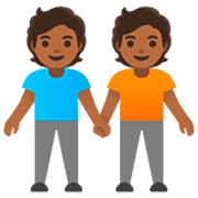 🧑🏾‍🤝‍🧑🏾 Emoji Dos Personas Dándose La Mano: Tono De Piel Oscuro Medio en Google 15.0.