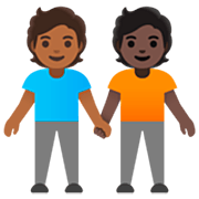 🧑🏾‍🤝‍🧑🏿 Emoji Pessoas De Mãos Dadas: Pele Morena Escura E Pele Escura na Google 15.0.