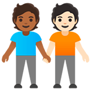 🧑🏾‍🤝‍🧑🏻 Emoji sich an den Händen haltende Personen: mitteldunkle Hautfarbe, helle Hautfarbe Google 15.0.