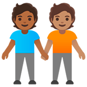 🧑🏾‍🤝‍🧑🏽 Emoji Dos Personas Dándose La Mano: Tono De Piel Oscuro Medio Y Tono De Piel Medio en Google 15.0.