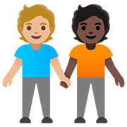 🧑🏼‍🤝‍🧑🏿 Emoji sich an den Händen haltende Personen: mittelhelle Hautfarbe, dunkle Hautfarbe Google 15.0.