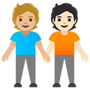 🧑🏼‍🤝‍🧑🏻 Emoji Dos Personas Dándose La Mano: Tono De Piel Claro Medio Y Tono De Piel Claro en Google 15.0.