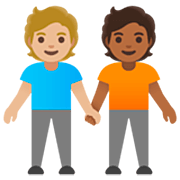 🧑🏼‍🤝‍🧑🏾 Emoji sich an den Händen haltende Personen: mittelhelle Hautfarbe, mitteldunkle Hautfarbe Google 15.0.