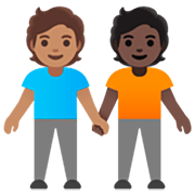 🧑🏽‍🤝‍🧑🏿 Emoji sich an den Händen haltende Personen: mittlere Hautfarbe, dunkle Hautfarbe Google 15.0.