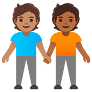 🧑🏽‍🤝‍🧑🏾 Emoji Dos Personas Dándose La Mano: Tono De Piel Medio, Tono De Piel Oscuro Medio en Google 15.0.