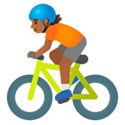 🚴🏾 Emoji Ciclista: Pele Morena Escura na Google 15.0.