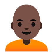 🧑🏿‍🦲 Emoji Erwachsener: dunkle Hautfarbe, Glatze Google 15.0.