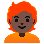 Emoji 🧑🏿‍🦰 Persona: Carnagione Scura E Capelli Rossi su Google 15.0.