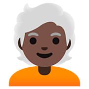 🧑🏿‍🦳 Emoji Erwachsener: dunkle Hautfarbe, weißes Haar Google 15.0.