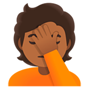 Emoji 🤦🏾 Persona Esasperata: Carnagione Abbastanza Scura su Google 15.0.