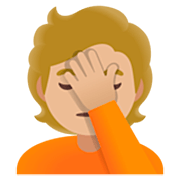 🤦🏼 Emoji Persona Con La Mano En La Frente: Tono De Piel Claro Medio en Google 15.0.