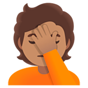 Emoji 🤦🏽 Persona Esasperata: Carnagione Olivastra su Google 15.0.