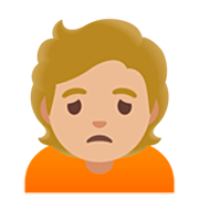 🙍🏼 Emoji missmutige Person: mittelhelle Hautfarbe Google 15.0.
