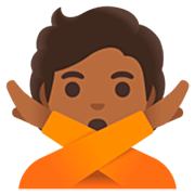 🙅🏾 Emoji Persona Haciendo El Gesto De «no»: Tono De Piel Oscuro Medio en Google 15.0.