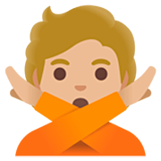 🙅🏼 Emoji Persona Haciendo El Gesto De «no»: Tono De Piel Claro Medio en Google 15.0.