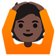 Person mit Händen auf dem Kopf: dunkle Hautfarbe Google 15.0.