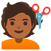 Émoji 💇🏾 Personne Qui Se Fait Couper Les Cheveux : Peau Mate sur Google 15.0.