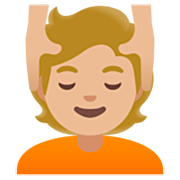 💆🏼 Emoji Persona Recibiendo Masaje: Tono De Piel Claro Medio en Google 15.0.