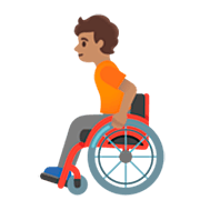 🧑🏽‍🦽 Emoji Person in manuellem Rollstuhl: mittlere Hautfarbe Google 15.0.