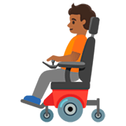 🧑🏾‍🦼 Emoji Person in motorisiertem Rollstuhl: mitteldunkle Hautfarbe Google 15.0.