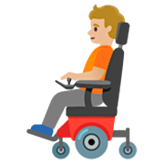 🧑🏼‍🦼 Emoji Person in motorisiertem Rollstuhl: mittelhelle Hautfarbe Google 15.0.