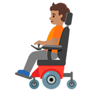 🧑🏽‍🦼 Emoji Pessoa Em Cadeira De Rodas Motorizada: Pele Morena na Google 15.0.