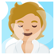 🧖🏼 Emoji Persona En Una Sauna: Tono De Piel Claro Medio en Google 15.0.