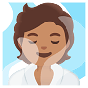 Emoji 🧖🏽 Persona In Sauna: Carnagione Olivastra su Google 15.0.