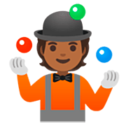Emoji 🤹🏾 Persona Che Fa Giocoleria: Carnagione Abbastanza Scura su Google 15.0.