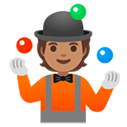 Émoji 🤹🏽 Personne Qui Jongle : Peau Légèrement Mate sur Google 15.0.
