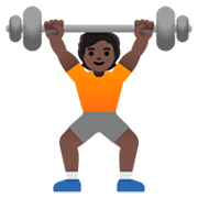 🏋🏿 Emoji Pessoa Levantando Peso: Pele Escura na Google 15.0.